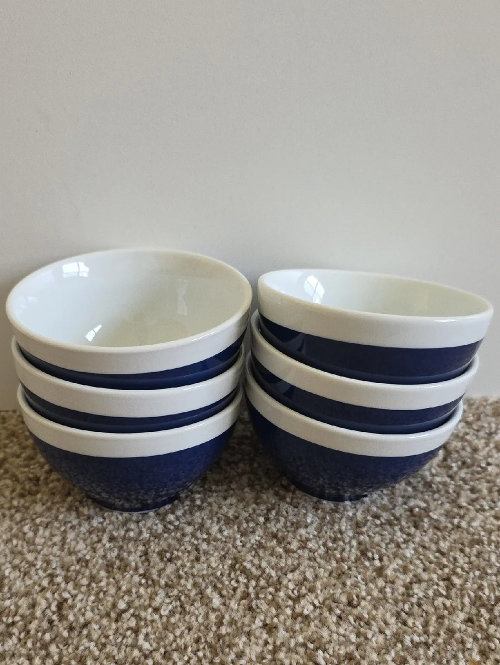 Crate&Barrel Navy Blue and White Porcelain Bowls - Set of 6 - NWOT